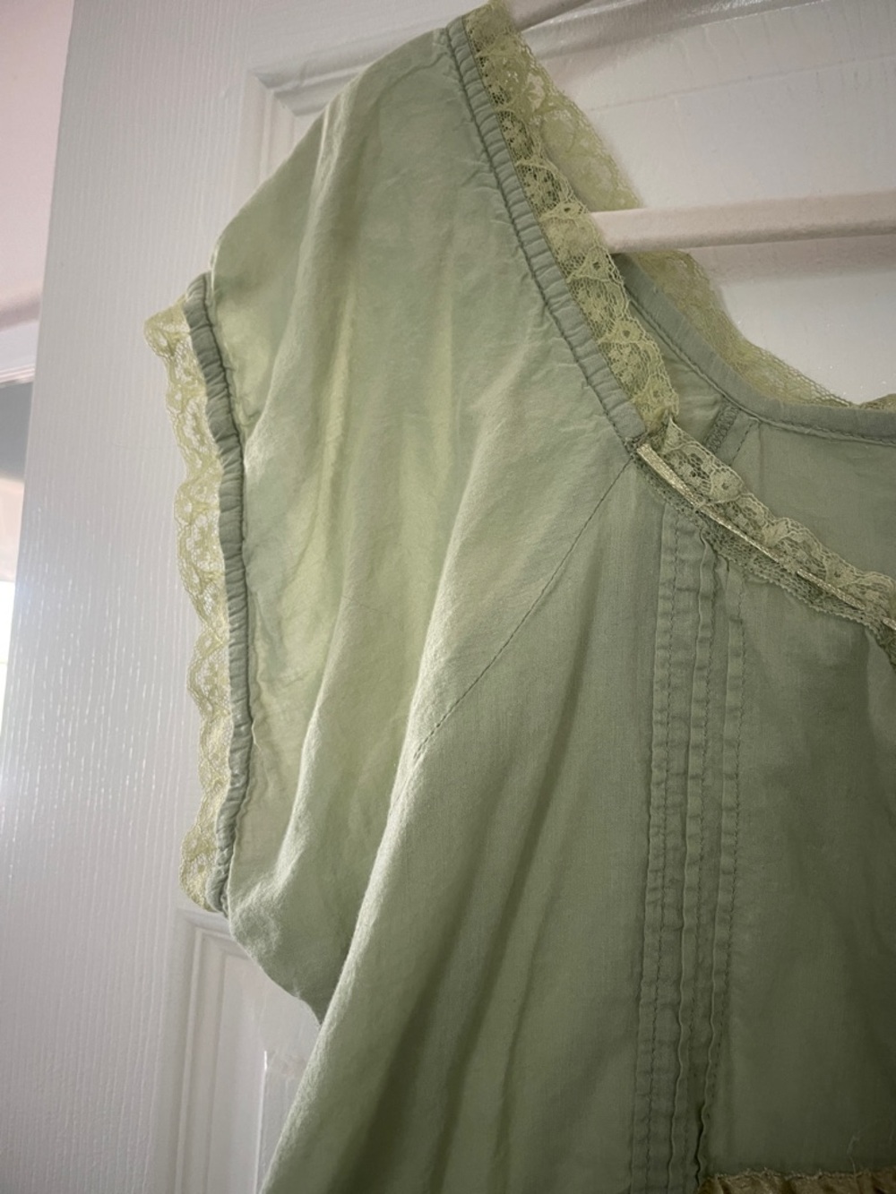 Free People Sage Green Button-Front Boho Blouse - Picture 3 of 4
